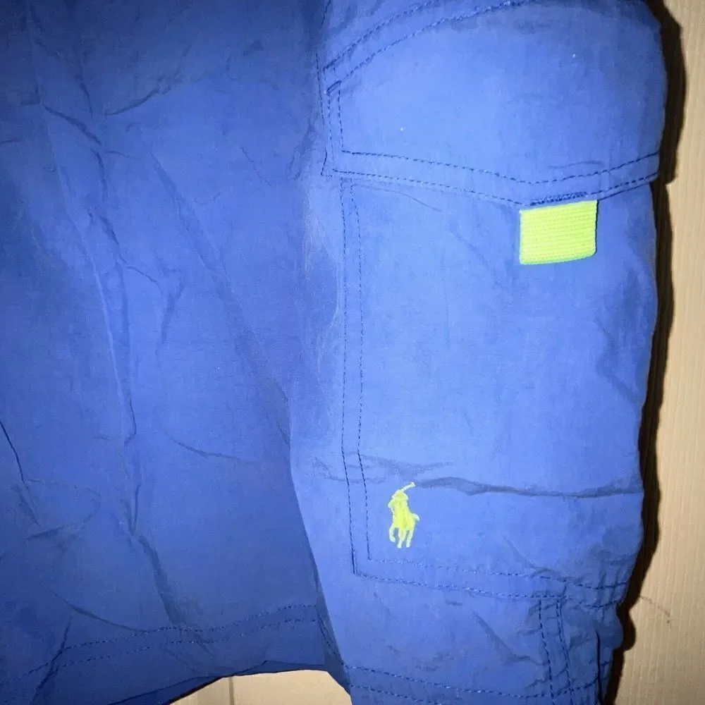 Polo By Ralph Lauren Swim‎ Trunks Shorts Mens Sz L Royal Blue Cargo Pocket Lined